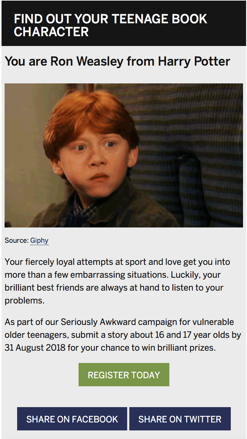 Seriously Awkward With The Children's Society 2018 4 Children's Society quiz results